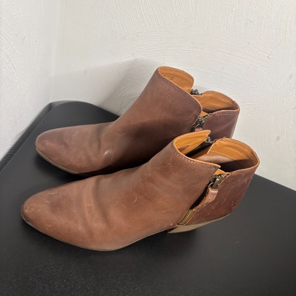 Frye Judith Double Zip Ankle Leather Booties Women's Size 9M Wheat Brown Wetsern - Picture 9 of 11